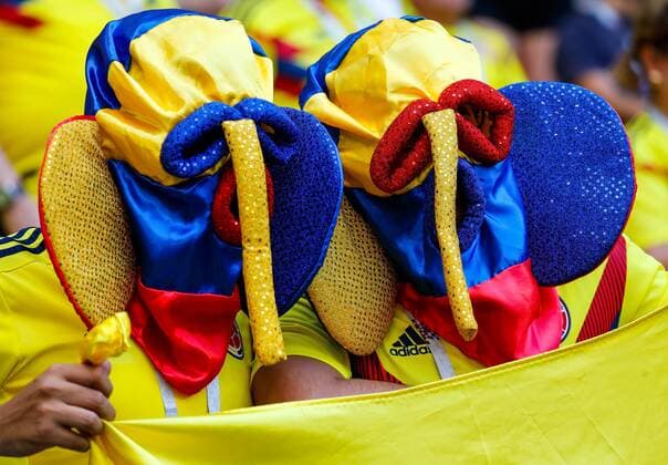 WM 2018, Fans Bilder des Tages - SPORT SARANSK, RUSSIA - JUNE 19, 2018: Team Colombia s fans at Mordovia Arena Stadium ahead of the 2018 FIFA World Cup WM Weltmeisterschaft Fussball First Stage Group H football match between Colombia and Japan. Mikhail Japaridze TASS  TS0850E0