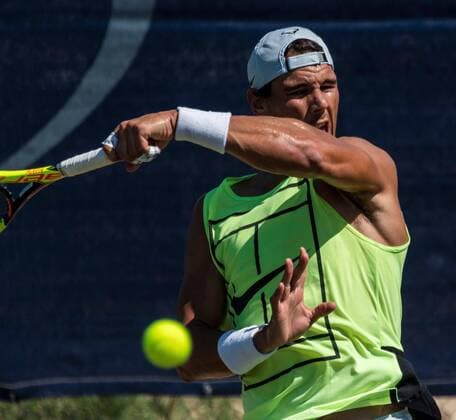 Spanish player Rafa Nadal is seen during a training session at Santa Ponça tennis club in Calvia, Spain, 19 June 2018. Nadal will be playing in The Championships, Wimbledon, that takes place in London from 02 to 15 July. Rafa Nadal !ACHTUNG: NUR REDAKTIONELLE NUTZUNG!  Copyright: xCATIxCLADERAx GRAF3115 20180619-636650162421454891