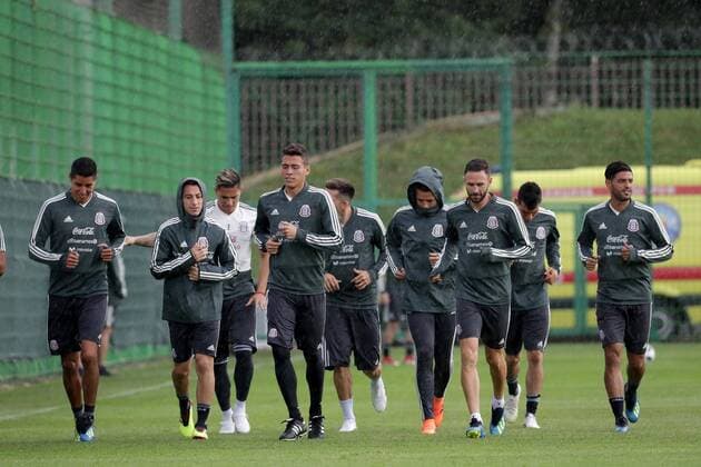 June 19, 2018 - EUM20180619DEP19.JPG.MOSCÃö, Rusia Soccer Futbol-Mexico.- La Seleccion Mexicana de futbol realiza su entrenamiento este martes 19 de junio de 2018 como parte de su preparacion para el choque ante el combinado de Corea del Sur, duelo correspondiente a la actividad del Grupo F dentro del Mundial de Rusia 2018. Foto: Agencia EL UNIVERSAL Luis Cortes RCC. Latin News: June 19, 2018  - ZUMAu78_ 20180619_zaf_u78_538 Copyright: xLuisxCortesx