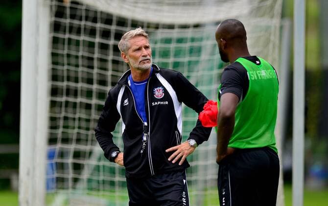 19 06 2018 xkaix Football Regionalliga Suedwest FSV Frankfurt Start of training 2018 19 emspor v l Alexander Conrad FSV Frankfurt Head coach and Alban Sabah FSV Frankfurt Frankfurt am Main kp