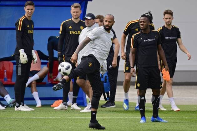 MOSCOW, RUSSIA - JUNE 21 : Thierry Henry ass. coach of Belgian Team pictured during a training session as part of the preparation prior to the FIFA 2018 World Cup Russia group G phase match between Belgium and Tunisia at the Guchkova Sports center in Dedovsk on June 21, 2018 in Moscow, Russia, 21 06 2018 FOOTBALL : PC & training of the National Soccer Team of Belgium - 20 06 2018 PHOTONEWS PANORAMIC 