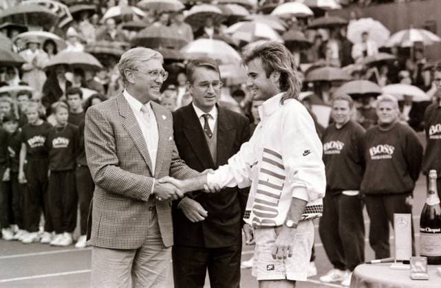 BAU 01.07.1988 Stuttgart Tennis Weißenhof 1988, Andre Agassi (USA) *** BAU 01 07 1988 Stuttgart Tennis Weißenhof 1988 Andre Agassi USA
