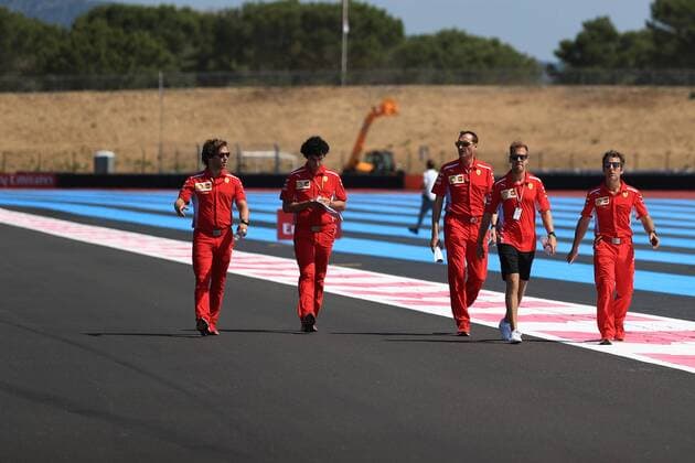 21st June 2018, Circuit Paul Ricard, Le Castellet, France; French Formula One Grand Prix, driver arrivals and press conference PK Pressekonferenz Scuderia Ferrari, Sebastian Vettel walks the course  ActionPlus12039133 Octane