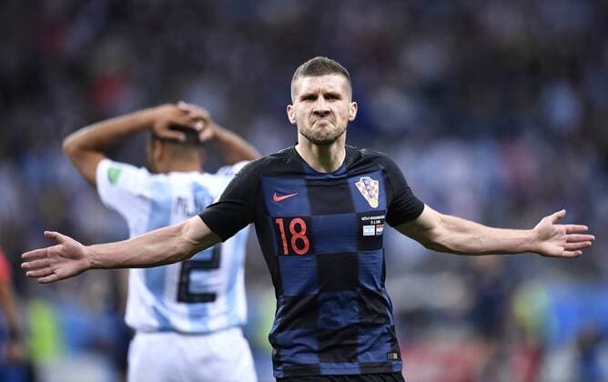 (180621) -- NIZHNY NOVGOROD, June 21, 2018 -- Ante Rebic of Croatia celebrates his scoring during the 2018 FIFA World Cup WM Weltmeisterschaft Fussball Group D match between Argentina and Croatia in Nizhny Novgorod, Russia, June 21, 2018. ) (SP)RUSSIA-NIZHNY NOVGOROD-2018 WORLD CUP-GROUP D-ARGENTINA VS CROATIA ChenxYichen 