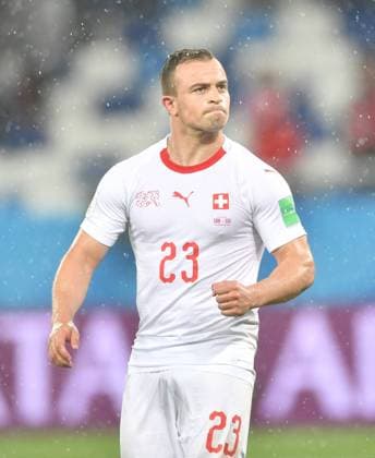 WM 2018, Serbien - Schweiz (180622) -- KALININGRAD, June 22, 2018 -- Xherdan Shaqiri of Switzerland celebrates victory after the 2018 FIFA World Cup WM Weltmeisterschaft Fussball Group E match between Switzerland and Serbia in Kaliningrad, Russia, June 22, 2018. Switzerland won 2-1. ) (SP)RUSSIA-KALININGRAD-2018 WORLD CUP-GROUP E-SWITZERLAND VS SERBIA LiuxDawei 