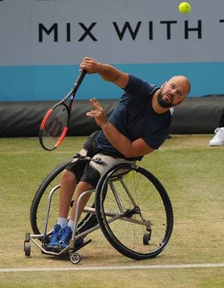 Tennis - 2018 Queen™s Club Fever-Tree Championships - Day Six, Saturday Men™s Wheelchair, Semi-Final : Alfie Hewett (GBR) vs. Stefan Olsson (SWE) Stefan Olsson , on Court 1. COLORSPORT ANDREW COWIE 