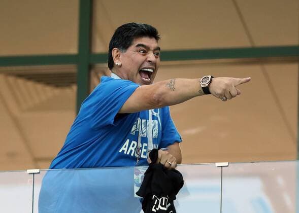 Former Argentina captain Diego Armando Maradona in the stands Nizhny Novgorod 21-06-2018 Football FIFA World Cup WM Weltmeisterschaft Fussball Russia 2018 Argentina - Croatia Argentina - Croazia Foto Matteo Ciambelli Insidefoto matteoxciambelli
