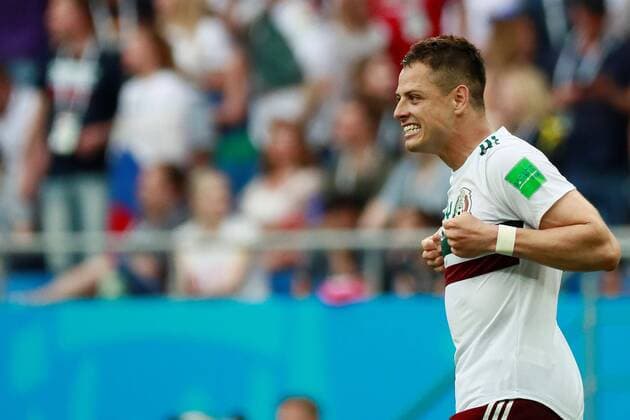 WM 2018, Südkorea - Mexiko Mexican forward Javier Hernandez celebrates after scoring during the FIFA World Cup WM Weltmeisterschaft Fussball 2018 Group F soccer match between Korea Republic and Mexico, in Rostov-On-Don, Russia, 23 June 2018. KOREA REPUBLIC VS. MEXICO !ACHTUNG: NUR REDAKTIONELLE NUTZUNG!  Copyright: xJosexMendezx FWC28-78 20180623-636653754483812787