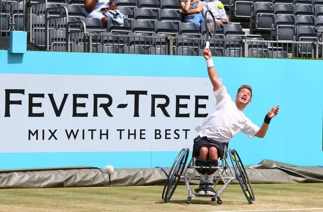 June 23, 2018 - London, England, United Kingdom - Alfie Hewett (GBR ) in action..during Fever-Tree Championships Wheelchair Event match between Alfie Hewett (GBR ) against Stefan Olson (SWE) at The Queen s Club, London, on 23 June 2018 Fever-Tree Championships - Wheelchair Tennis  - ZUMAn230 20180623_zaa_n230_674 Copyright: xKieranxGalvinx