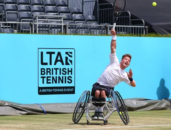 June 23, 2018 - London, England, United Kingdom - Alfie Hewett (GBR ) in action..during Fever-Tree Championships Wheelchair Event match between Alfie Hewett (GBR ) against Stefan Olson (SWE) at The Queen s Club, London, on 23 June 2018 Fever-Tree Championships - Wheelchair Tennis  - ZUMAn230 20180623_zaa_n230_676 Copyright: xKieranxGalvinx