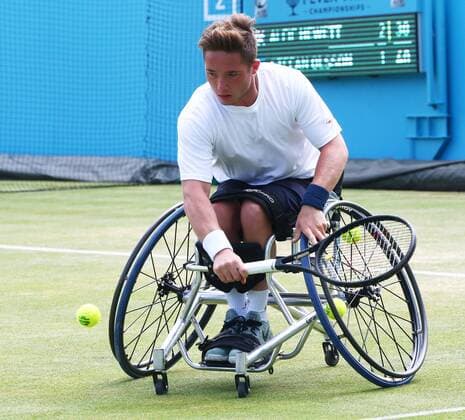 June 23, 2018 - London, England, United Kingdom - Alfie Hewett (GBR ) in action..during Fever-Tree Championships Wheelchair Event match between Alfie Hewett (GBR ) against Stefan Olson (SWE) at The Queen s Club, London, on 23 June 2018 Fever-Tree Championships - Wheelchair Tennis  - ZUMAn230 20180623_zaa_n230_680 Copyright: xKieranxGalvinx