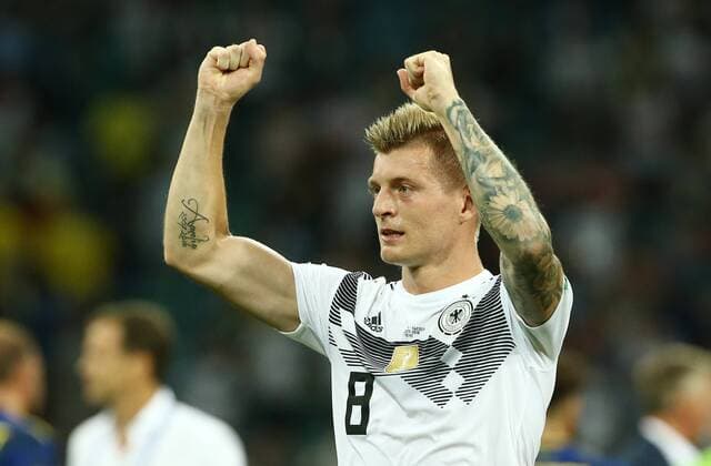 Toni Kroos Joy Emotions Cheering Jubilation after the match Sport Soccer Football FIFA World Cup Russia Russia 2018 Season 2017 2018 23 06 2018 Germany GER vs Sweden SWE