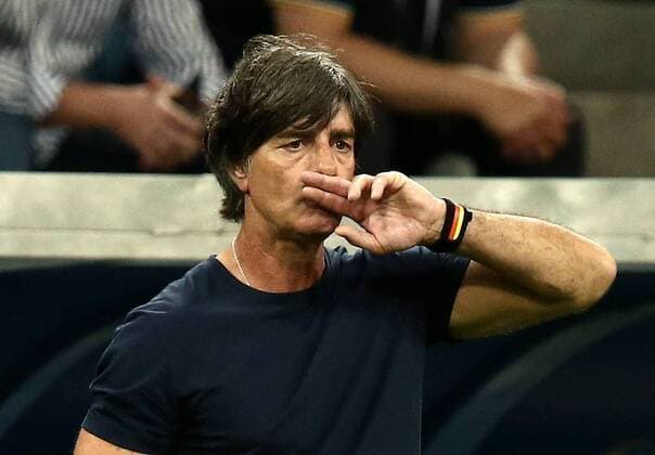 SOCHI, RUSSIA â€“ JUNE 23, 2018: Germany s manager Joachim Low gestures in their 2018 FIFA World Cup WM Weltmeisterschaft Fussball Group F football match against Sweden at Fisht Stadium. Team Germany won the game 2:1. Valery Sharifulin TASS  TS085FFB