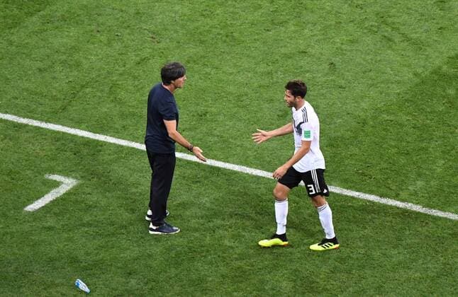 Soccer Men Season 2017 18 WC in Russia Group F 2 Gameday Olympic Stadium Sochi Germany Sweden 2 1 v l National Coach Joachim Loew Germany Jonas Hector Germany 23 06 2018 Copyright: xMatthiasxKochx