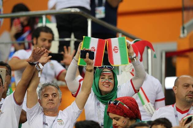 25.06.2018. Saransk, Russian: IRANIAN FANS ON THE STANDS IN the FIFA World Cup WM Weltmeisterschaft Fussball Russia 2018, Group B, football match between IRAN V PORTUGAL in MORDOVIA ARENA STADIUM in SARANSK.  Copyright: xMarcoxIacobuccix xIPAx xMarcoxIacobuccix