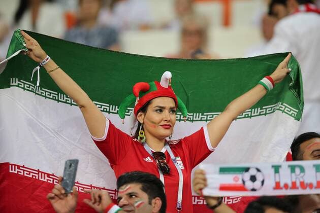 25.06.2018. Saransk, Russian: IRANIAN FANS ON THE STANDS IN the FIFA World Cup WM Weltmeisterschaft Fussball Russia 2018, Group B, football match between IRAN V PORTUGAL in MORDOVIA ARENA STADIUM in SARANSK.  Copyright: xMarcoxIacobuccix xIPAx xMarcoxIacobuccix