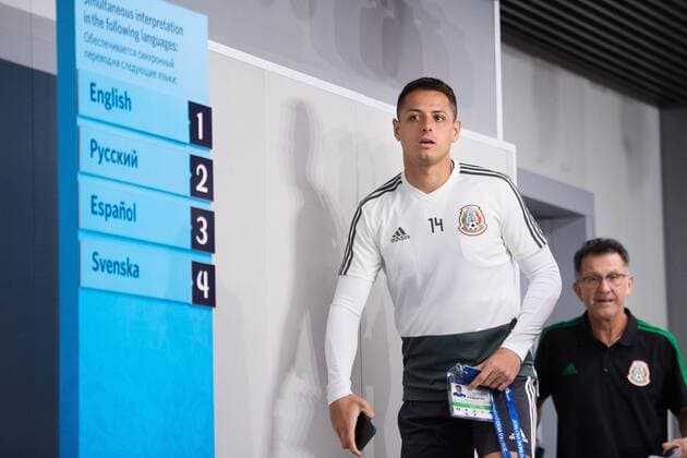180626 Javier Hernandez and head coach Juan Carlos Osorioof the Mexican national football team at a press conference during the FIFA World Cup on June 26, 2018 in Ekaterinburg Photo Joel Marklund BILDBYR N Code JM 87734  Copyright: JOELxMARKLUND BB180626JM068
