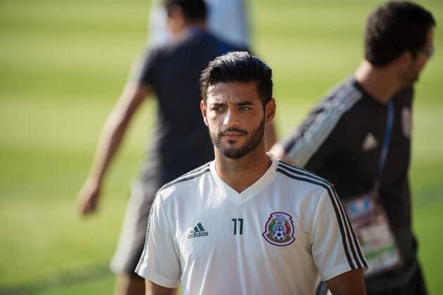 180626 Carlos Vela of the Mexican National Football Team at a practice session during the FIFA World Cup on June 26, 2018 in Ekaterinburg Photo Joel Marklund BILDBYR N Code JM 87735  Copyright: JOELxMARKLUND BB180626JM078