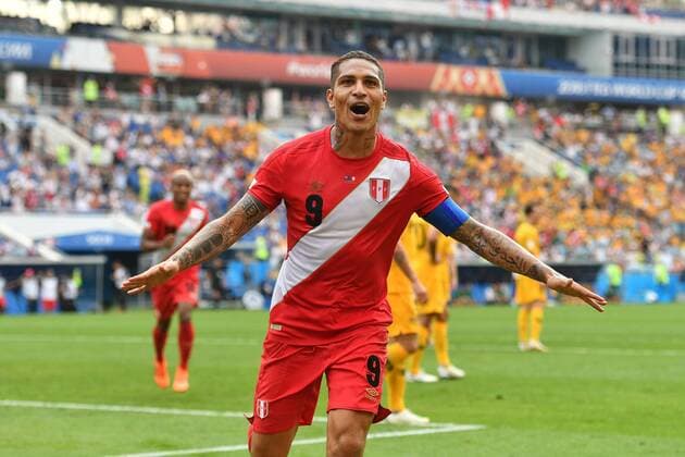 Sport Themen der Woche KW26 Bilder des Tages - SPORT Torjubel Paolo GUERRERO (PER) nach Tor zum 0-2, Aktion, Jubel,Freude,Begeisterung, Australien (AUS) - Peru (PER), Vorrunde, Gruppe C, Spiel 38, am 26.06.2018 in SOTSCHI,Fisht Olymipic Stadium. Fussball Weltmeisterschaft 2018 in Russland vom 14.06. - 15.07.2018. *** Goalscoring Paolo GUERRERO PER Goal to 0 2 Action Cheers Joy Enthusiasm Australia AUS Peru PER Preliminary Group C Match 38 on 26 06 2018 in SOCHI Fisht Olymipic Stadium Football World Cup 2018 in Russia vom 14 06 15 07 2018