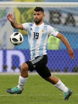 ST PETERSBURG, RUSSIA â€“ JUNE 26, 2018: Argentina s Sergio (Kun) Aguero in a First Stage Group D football match between Nigeria and Argentina at Saint Petersburg Stadium (Krestovsky Stadium) at FIFA World Cup WM Weltmeisterschaft Fussball Russia 2018; Argentina won 2-1. Peter Kovalev TASS  TS0868FC