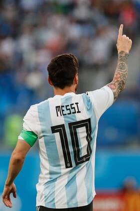 June 26, 2018 - Saint Petersburg, Russia - Lionel Messi (C) of Argentina national team Nationalteam celebrates his goal during the 2018 FIFA World Cup WM Weltmeisterschaft Fussball Russia group D match between Nigeria and Argentina on June 26, 2018 at Saint Petersburg Stadium in Saint Petersburg, Russia. Nigeria v Argentina: Group D - 2018 FIFA World Cup Russia  - ZUMAn230 20180626_zaa_n230_986 Copyright: xMikexKireevx