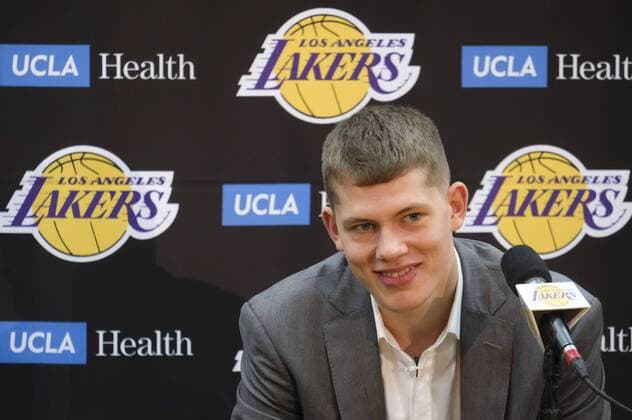 June 26, 2018 - Los Angeles, California, U.S - Los Angeles Lakers rookie Moritz Wagner at an introductory press conference PK Pressekonferenz in Los Angeles, Tuesday, June 26, 2018. The Lakers introduce two new draft players, Moritz Wagner, originally from Germany, the 25th pick in the 2018 NBA Basketball Herren USA Draft and guard Sviatoslav Mykhailiuk, originally from Ukraine. The Los Angeles Lakers introduces its 2018.Draft acquisitions - ZUMAc68_ 84056214st Copyright: xRingoxChiux