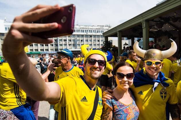 180627 Swedish fans ahead of the FIFA World Cup group stage match between Mexico and Sweden on June 27, 2018 in Ekaterinburg Photo Petter Arvidson BILDBYR N Code PA 87737  Copyright: PETTERxARVIDSON BB180627PA001