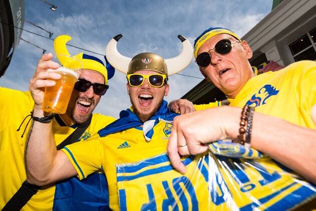 180627 Swedish fans ahead of the FIFA World Cup group stage match between Mexico and Sweden on June 27, 2018 in Ekaterinburg Photo Petter Arvidson BILDBYR N Code PA 87737  Copyright: PETTERxARVIDSON BB180627PA004