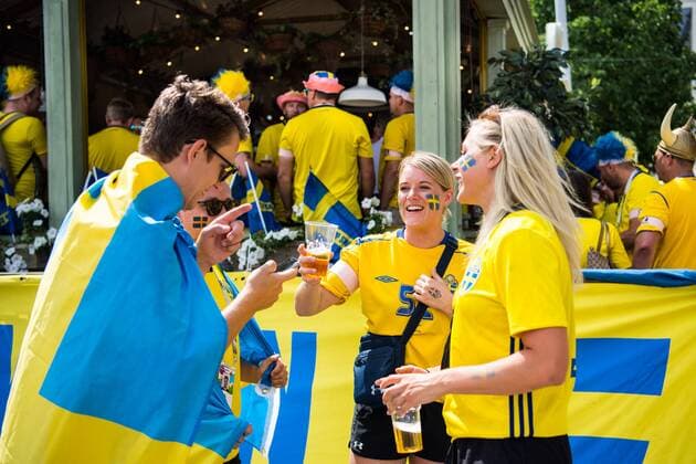 180627 Swedish fans ahead of the FIFA World Cup group stage match between Mexico and Sweden on June 27, 2018 in Ekaterinburg Photo Petter Arvidson BILDBYR N Code PA 87737  Copyright: PETTERxARVIDSON BB180627PA013