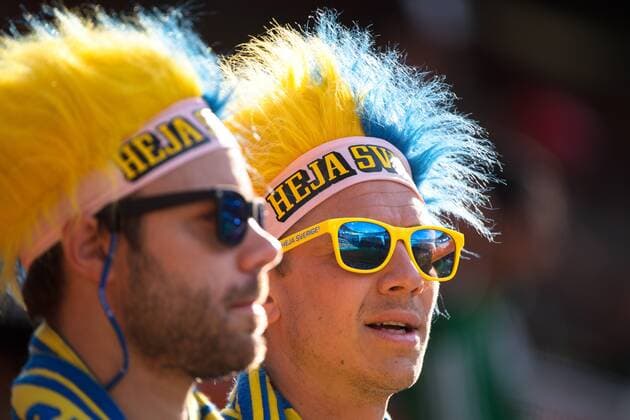180627 Fans of Sweden prior to the FIFA World Cup group stage match between Mexico and Sweden on June 27, 2018 in Ekaterinburg Photo Joel Marklund BILDBYR N Code JM 87737  Copyright: JOELxMARKLUND BB180627JM027