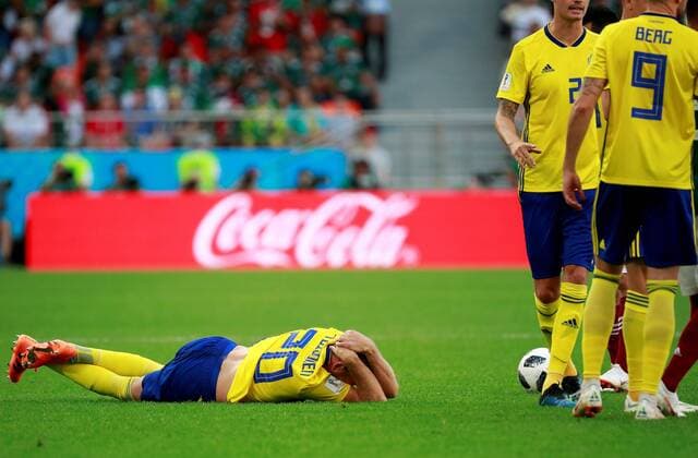 Swedish forward Ola Toivonen during the FIFA World Cup WM Weltmeisterschaft Fussball 2018 Group F soccer match between Mexico and Sweden, in Ekaterinburg, Russia, 27 June 2018. MEXICO VS. SWEDEN !ACHTUNG: NUR REDAKTIONELLE NUTZUNG!  Copyright: xJosexMendezx FWC42-56 20180627-636657126972089710