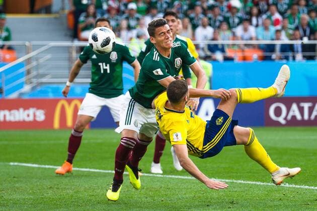 180627 ERafael Marquez of Mexico and Marcus Berg of Sweden during the FIFA World Cup group stage match between Mexico and Sweden on June 27, 2018 in Ekaterinburg Photo Petter Arvidson BILDBYR N Code PA 87737  Copyright: PETTERxARVIDSON BB180627PA056