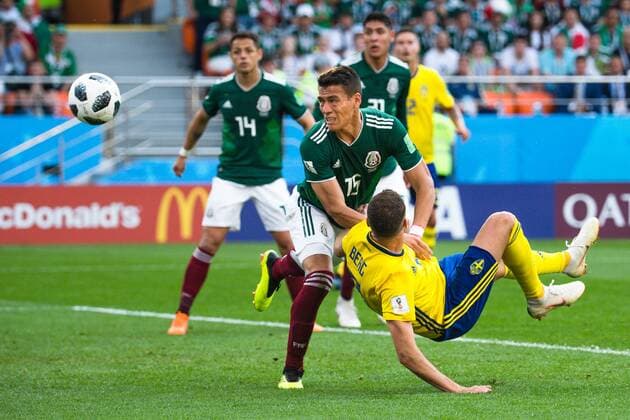 180627 ERafael Marquez of Mexico and Marcus Berg of Sweden during the FIFA World Cup group stage match between Mexico and Sweden on June 27, 2018 in Ekaterinburg Photo Petter Arvidson BILDBYR N Code PA 87737  Copyright: PETTERxARVIDSON BB180627PA057