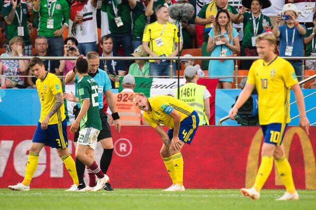 180627 Andreas Granqvist of Sweden reacts during the FIFA World Cup group stage match between Mexico and Sweden on June 27, 2018 in Ekaterinburg Photo Petter Arvidson BILDBYR N Code PA 87737  Copyright: PETTERxARVIDSON BB180627PA078