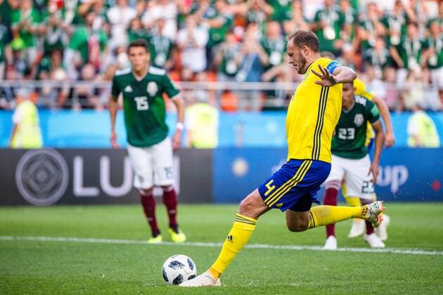 180627 Andreas Granqvist of Sweden scores the 0 2 goal during the FIFA World Cup group stage match between Mexico and Sweden on June 27, 2018 in Ekaterinburg Photo Joel Marklund BILDBYR N Code JM 87737  Copyright: JOELxMARKLUND BB180627JM089