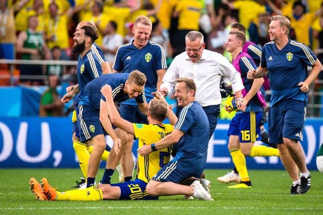 180627 head coach Janne Andersson of Sweden celebrates after the FIFA World Cup group stage match between Mexico and Sweden on June 27, 2018 in Ekaterinburg Photo Petter Arvidson BILDBYR N Code PA 87737  Copyright: PETTERxARVIDSON BB180627PA135