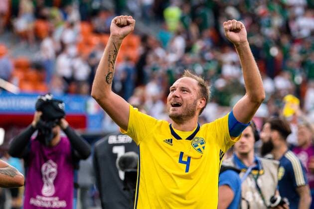 180627 Andreas Granqvist of Sweden celebrates after the FIFA World Cup group stage match between Mexico and Sweden on June 27, 2018 in Ekaterinburg Photo Petter Arvidson BILDBYR N Code PA 87737  Copyright: PETTERxARVIDSON BB180627PA140