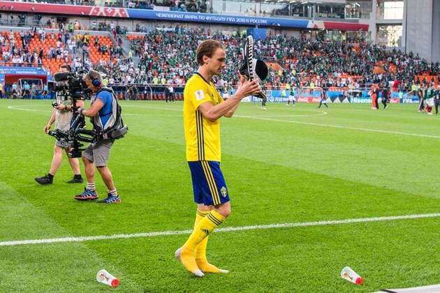 180627 Albin Ekdal of Sweden celebrates with a summer after the FIFA World Cup group stage match between Mexico and Sweden on June 27, 2018 in Ekaterinburg Photo Petter Arvidson BILDBYR N Code PA 87737  Copyright: PETTERxARVIDSON BB180627PA147