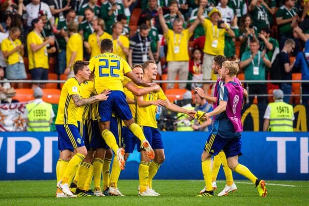 180627 Viktor Claesson of Sweden celebrates after the FIFA World Cup group stage match between Mexico and Sweden on June 27, 2018 in Ekaterinburg Photo Petter Arvidson BILDBYR N Code PA 87737  Copyright: PETTERxARVIDSON BB180627PA159
