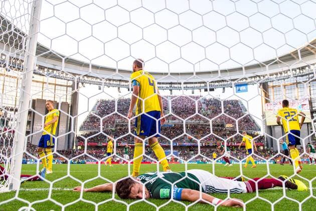 180627 Hector Moreno or Mexico looks dejected during the FIFA World Cup group stage match between Mexico and Sweden on June 27, 2018 in Ekaterinburg Photo Joel Marklund BILDBYR N Code JM 87737  Copyright: JOELxMARKLUND BB180627JM130