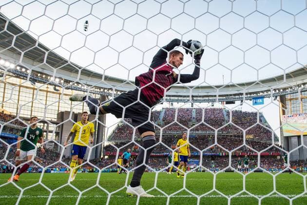 180627 Goalkeeper Robin Olsen of Sweden during the FIFA World Cup group stage match between Mexico and Sweden on June 27, 2018 in Ekaterinburg Photo Joel Marklund BILDBYR N Code JM 87737  Copyright: JOELxMARKLUND BB180627JM159