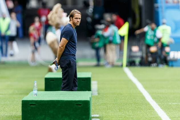 Kazan Russia 27 06 2018 FIFA World Cup Group F South Korea Germany Assistant coach Thomas Schneider GER is watching DeFodi507