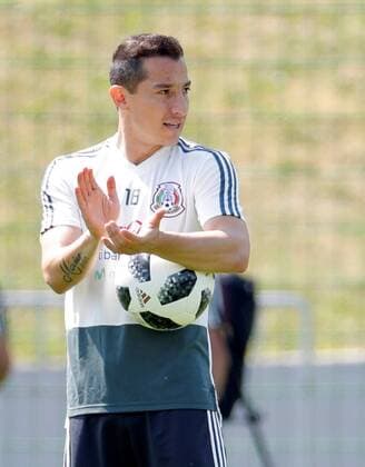 Mexican National soccer team player Andres Guardado during a training session in Moscow, Russia, 29 June 2018. Mexico will face Brazil in a Russia 2018 World Cup round of 16 match on 02 July. Mexico training !ACHTUNG: NUR REDAKTIONELLE NUTZUNG!  Copyright: xLavandeiraxJrx MUN496 20180629-636658728376733956
