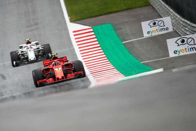 FORMULA 1 - GP of Austria 2018 SPIELBERG,AUSTRIA,29.JUN.18 - MOTORSPORTS, FORMULA 1 - Grand Prix of Austria, Red Bull Ring, free practice. Image shows Kimi Raikkoenen (FIN Ferrari) and Charles Leclerc (MON Sauber). GEPAxpictures xMaticxKlansek