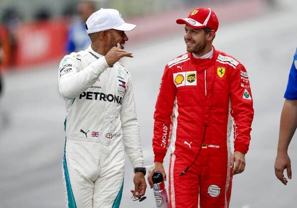 Motorsports: FIA Formula One World Championship WM Weltmeisterschaft 2018, Grand Prix of Austria, 44 Lewis Hamilton (GBR, Mercedes AMG Petronas Motorsport), 5 Sebastian Vettel (GER, Scuderia Ferrari), Spielberg Austria