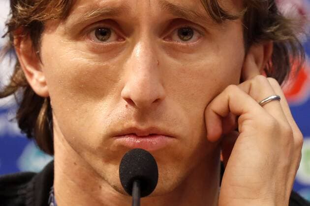 Sport-Bilder des Tages WM 2018, Pressekonferenz Nationalteam Kroatien Croatia s Luka Modric during a training session, in Nizhny Novgorod, Russia, 30 June 2018. Croatia will face Denmark tomorrow for the FIFA World Cup WM Weltmeisterschaft Fussball Russia 2018 round of 16. press conference PK Pressekonferenz of the Croatian national soccer team !ACHTUNG: NUR REDAKTIONELLE NUTZUNG!  Copyright: xKikoxHuescax NIZ33 20180630-636659803998200535