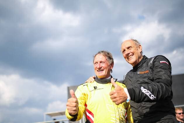 FORMULA 1 - GP of Austria 2018 SPIELBERG,AUSTRIA,30.JUN.18 - MOTORSPORTS - Grand Prix of Austria, Red Bull Ring, legends parade. Image shows Franz Klammer (Alfa Romeo Alfetta GTV6) and Hans-Joachim Stuck (Porsche 956). GEPAxpictures xDanielxGoetzhaber