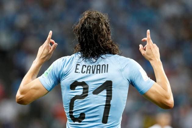 WM 2018, Uruguay - Portugal Uruguayan forward Edinson Cavani celebrates after scoring during the FIFA World Cup WM Weltmeisterschaft Fussball 2018 round of 16 soccer match between Uruguay and Portugal, at Fisht Stadium in Sochi, Russia, 30 June 2018. URUGUAY VS. PORTUGAL !ACHTUNG: NUR REDAKTIONELLE NUTZUNG!  Copyright: xJuanxHerrerox FWC50-64 20180630-636659863718615889