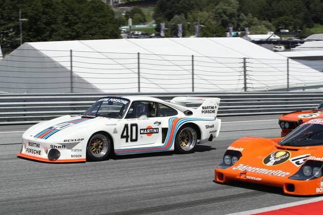 FORMULA 1 - GP of Austria 2018 SPIELBERG,AUSTRIA,01.JUL.18 - MOTORSPORTS - Grand Prix of Austria, Red Bull Ring, legends parade. Image shows Gerhard Berger (Porsche 935) and Hans-Joachim Stuck (Porsche 956). GEPAxpictures xAndreasxPranter