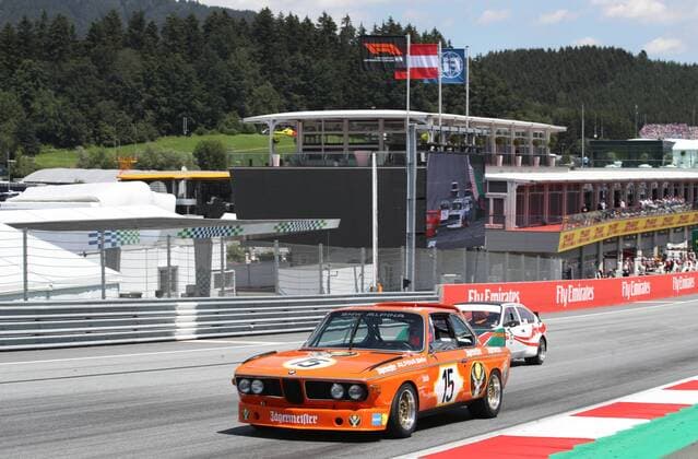 FORMULA 1 - GP of Austria 2018 SPIELBERG,AUSTRIA,01.JUL.18 - MOTORSPORTS - Grand Prix of Austria, Red Bull Ring, legends parade. Image shows Niki Lauda (BMW 3.0 CSL). GEPAxpictures xAndreasxPranter